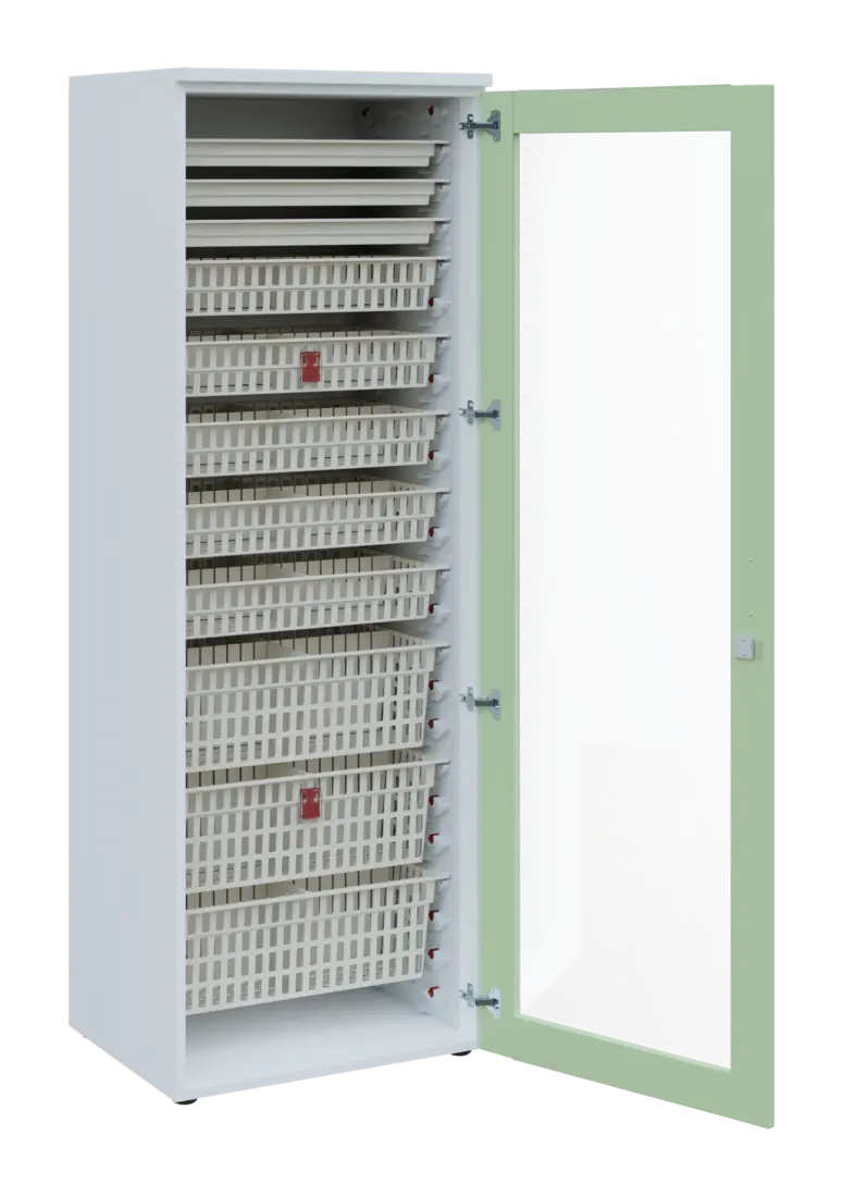 EUROMEDICA S - 66 ABS skříň léková boxová, 1-dveřová/prosklená, pravá, 1950x660x535, korpus bílý, dv
